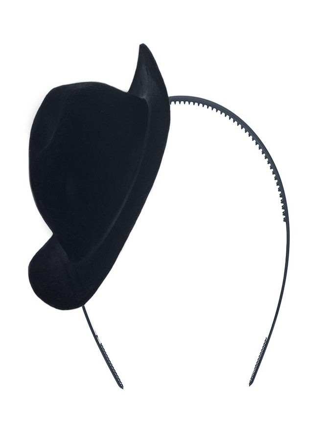 Firuilo Cowgirl Hat Headband Mini Cowboy Hat Headbands Western Cowboy Hairbands Cowgirl Costume Hair Accessories for Women (Black, One Size) - Image 1
